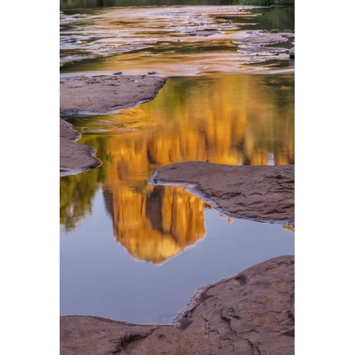 Arizona, Sedona Cathedral Rock reflects in creek